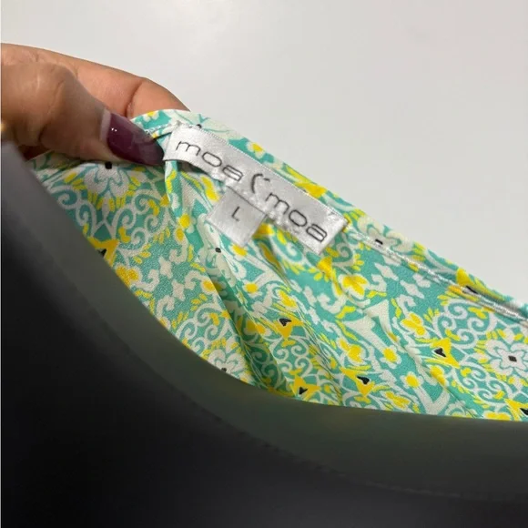 Moa Moa Green and Yellow Patterned Blouse - Picture 3 of 3